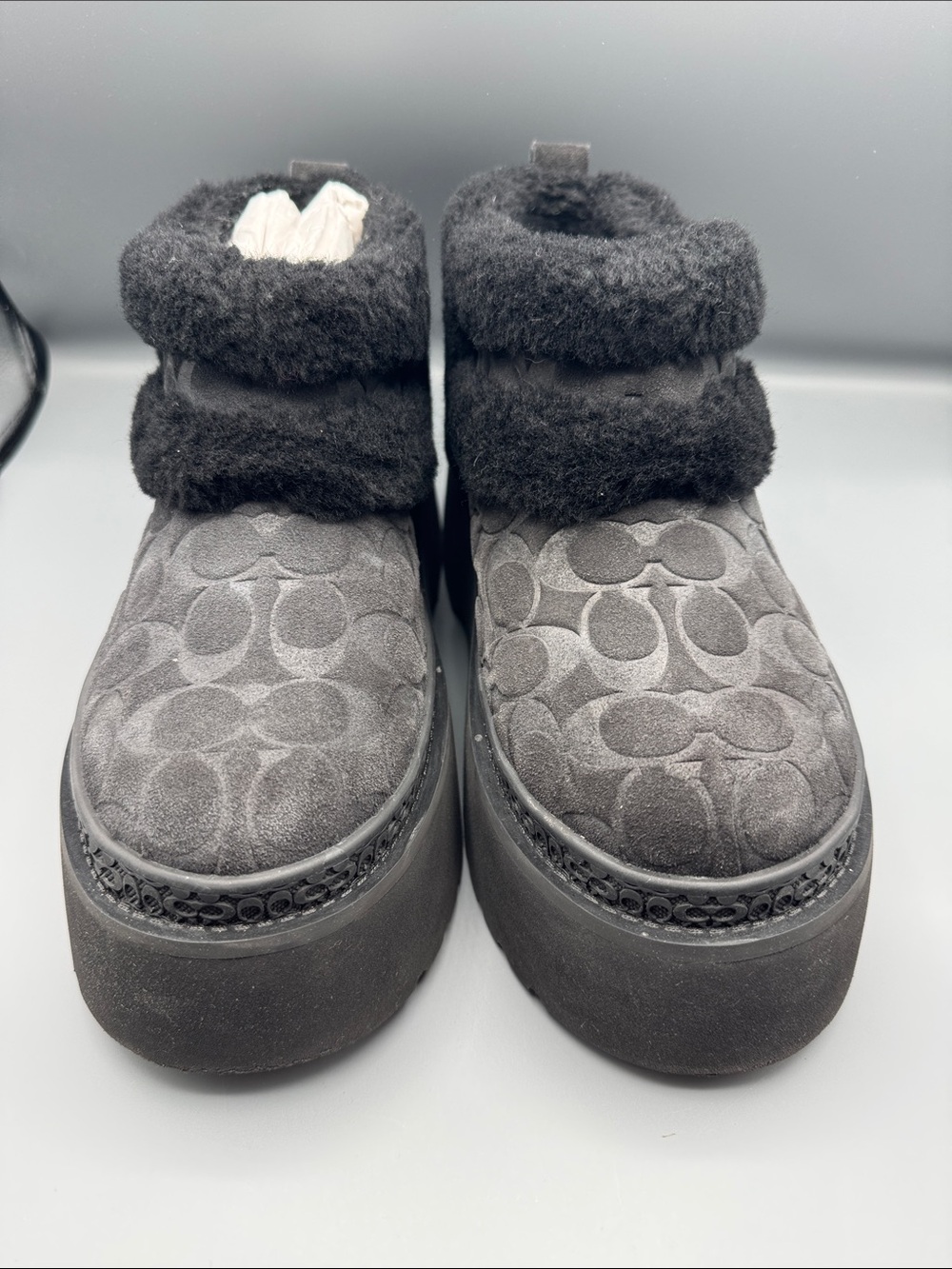 Coach Christina Signature Shearling Bootie Cocoa/Black - Picture 2 of 5